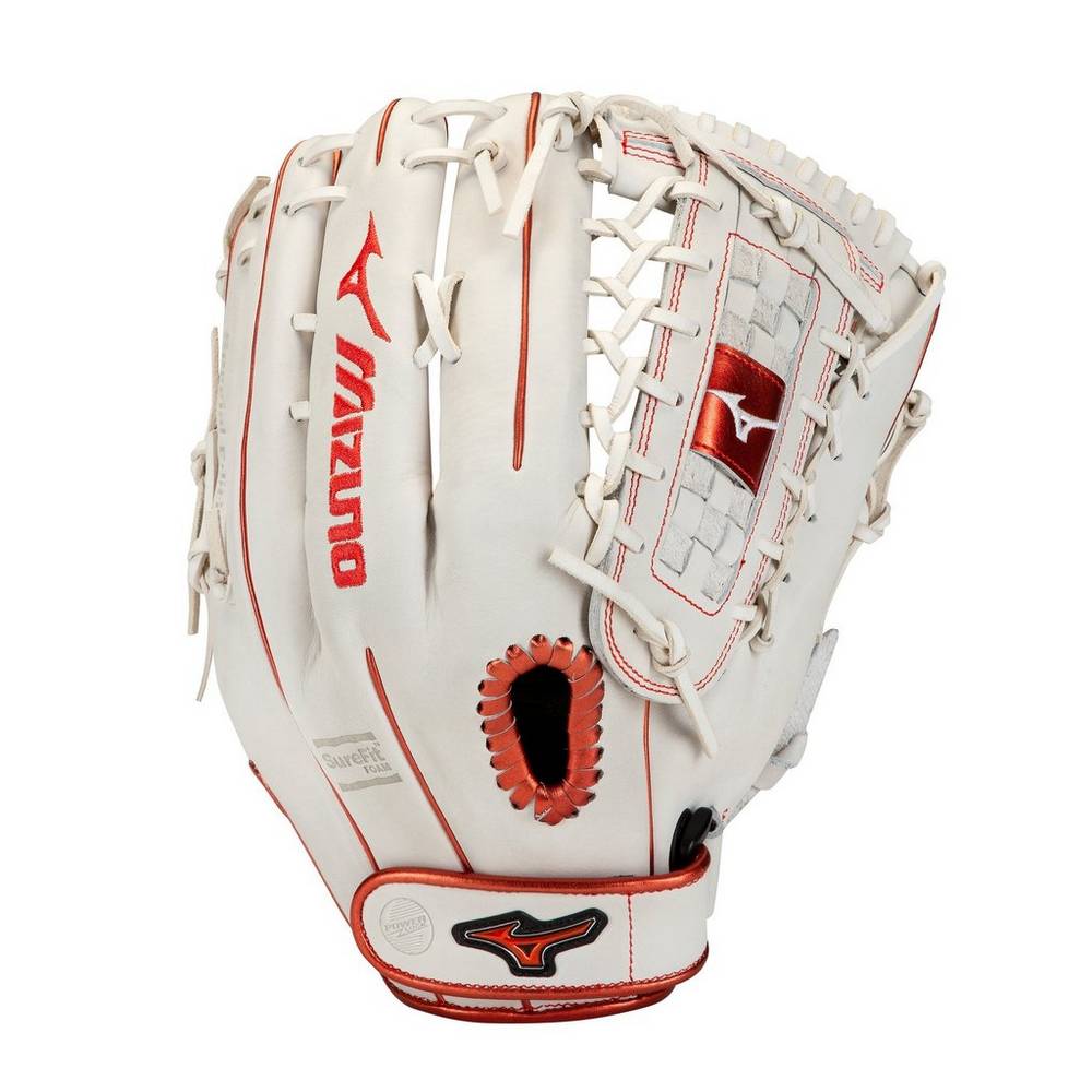 Guantes Mizuno MVP Prime SE Fastpitch 13" Mujer Blancas/Rojas Outlet LMHY-57319